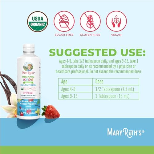 MaryRuth Organics Multivitaminas Liposomales para Niños | Vitaminas Veganas y Sin Azúcar | Para Niños de 4 Años en Adelante | Suministro de 2 Meses | - imagen 3