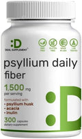 Psyllium Husk 1500mg por Porción, 300 Cápsulas – Suplemento de Fibra 3 en 1 con Inulina y Complejo de Acacia – Fibra Natural Soluble, Apoya la Salud - imagen 1