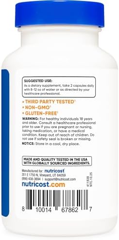 Cápsulas de Shilajit Nutricost (1,000 mg por porción) - Extracto de Shilajit con Ácido Fúlvico Natural, 120 Cápsulas, Suplemento Dietético Vegano y - imagen 4