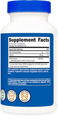 Cápsulas de Shilajit Nutricost (1,000 mg por porción) - Extracto de Shilajit con Ácido Fúlvico Natural, 120 Cápsulas, Suplemento Dietético Vegano y - imagen 5