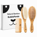 Set de Cepillo y Peine para Bebé BubblePanda – Kit 3 en 1 con Cepillo de Cabello Suave de Cabra, Peine de Bambú y Masajeador de Cuero Cabelludo, - imagen 1