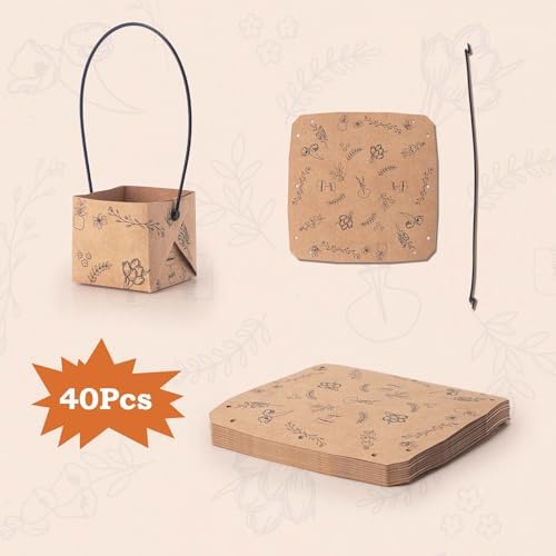 40 Piezas de Bolsas para Suculentas (para macetas de 2 pulgadas), Cajas de Kraft Mini con Asa para Bodas, Baby Shower y Fiestas de Suculentas - imagen 5