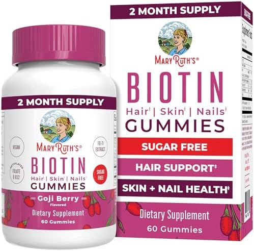 Gomitas de Biotina MaryRuth Organics | Sin Azúcar | Veganas | No OGM | Suplemento de 2,500 mcg | Vitaminas para Cabello, Piel y Uñas | 60 Unidades - imagen 1