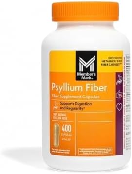 Cápsulas de Fibra de Psyllium 100% Natural Member's Mark, Salud Digestiva, 400 Contenidos (Paquete de 1) - imagen 1
