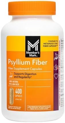Cápsulas de Fibra de Psyllium 100% Natural Member's Mark, Salud Digestiva, 400 Contenidos (Paquete de 1) - imagen 6