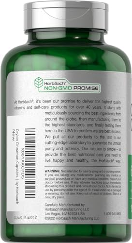 Suplemento de Canela de Ceilán Horbäach | 150 Cápsulas | Extracto Herbal | Sin OGM y Libre de Gluten - imagen 3