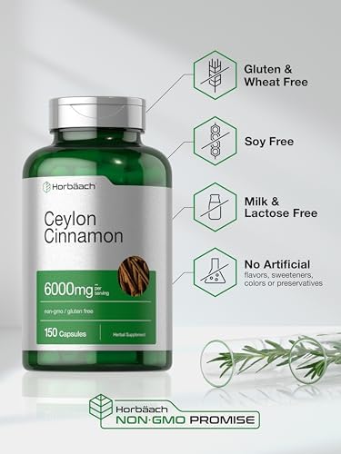 Suplemento de Canela de Ceilán Horbäach | 150 Cápsulas | Extracto Herbal | Sin OGM y Libre de Gluten - imagen 5