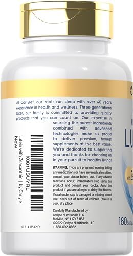 Suplemento de Luteína y Zeaxantina Carlyle | 40mg | 180 Cápsulas Blandas | Vitaminas para la Salud Visual | Visi-Gold | Sin OGM y Sin Gluten - imagen 3