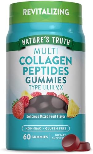 Gomitas de Colágeno Múltiple Nature's Truth | Tipos I, II, III, V, X | 60 Unidades | Suplemento Complejo Sin OGM y Sin Gluten | Sabor Frutas Mixtas - imagen 1