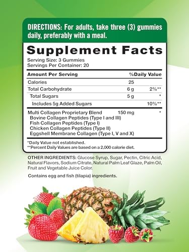 Gomitas de Colágeno Múltiple Nature's Truth | Tipos I, II, III, V, X | 60 Unidades | Suplemento Complejo Sin OGM y Sin Gluten | Sabor Frutas Mixtas - imagen 2