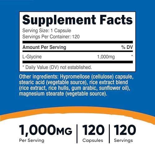 Nutricost L-Glicina 1000mg, 120 Cápsulas Vegetarianas, Sin OGM y Sin Gluten - imagen 2