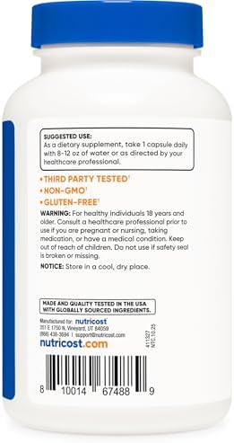 Nutricost L-Glicina 1000mg, 120 Cápsulas Vegetarianas, Sin OGM y Sin Gluten - imagen 4