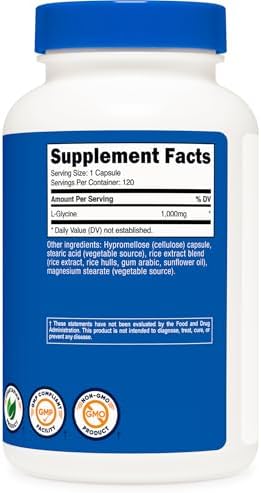 Nutricost L-Glicina 1000mg, 120 Cápsulas Vegetarianas, Sin OGM y Sin Gluten - imagen 5