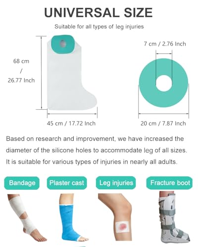 Cubierta de Yeso para Ducha EuyiHlybt, Impermeable y Reutilizable, Protector Suave y Cómodo para Pierna, Ideal para Adultos y Vendajes - imagen 8
