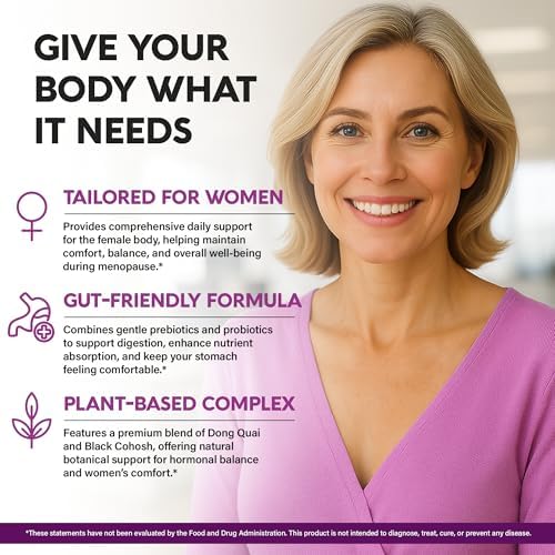 Suplementos para la Menopausia - Dong Quai, Cohosh Negro, Pre y Probióticos - Alivio de Sudores y Sofocos - Soporte Digestivo, de Sueño y Ánimo - - imagen 3