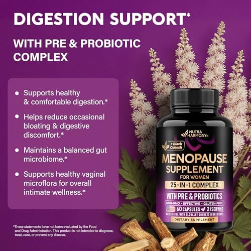 Suplementos para la Menopausia - Dong Quai, Cohosh Negro, Pre y Probióticos - Alivio de Sudores y Sofocos - Soporte Digestivo, de Sueño y Ánimo - - imagen 5