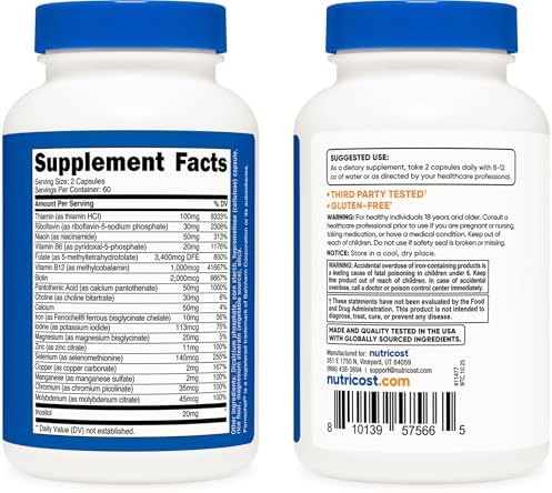 Nutricost Complejo de Vitaminas B Metiladas 120 Cápsulas - (60 Porciones) Sin Gluten - imagen 3