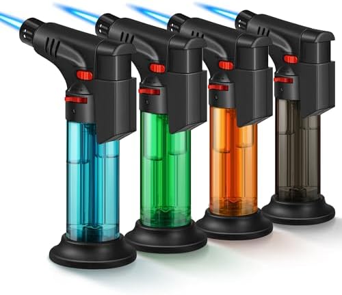 Encendedor de Soplete Samniu, Paquete de 4, Llama Jet, Mini Recargables a Prueba de Viento, para Velas, Chimenea y Parrilla (Gas no Incluido) - imagen 1