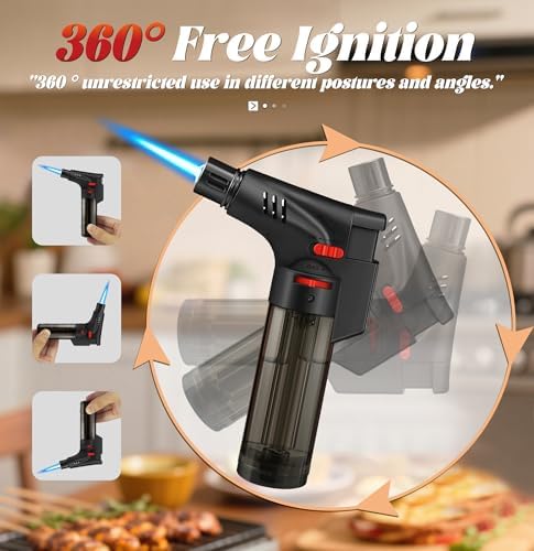 Encendedor de Soplete Samniu, Paquete de 4, Llama Jet, Mini Recargables a Prueba de Viento, para Velas, Chimenea y Parrilla (Gas no Incluido) - imagen 6