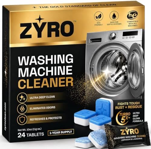 Tabletas Limpiadoras para Lavadoras Zyro | Paquete de 24 | Limpieza Ultra Profunda | Elimina Olores | Compatible con Lavadoras de Carga Frontal y - imagen 1