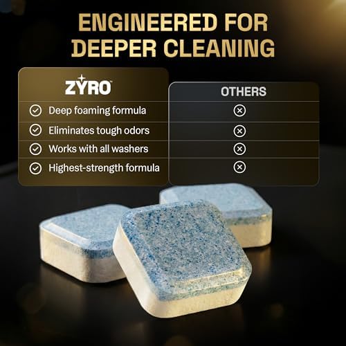 Tabletas Limpiadoras para Lavadoras Zyro | Paquete de 24 | Limpieza Ultra Profunda | Elimina Olores | Compatible con Lavadoras de Carga Frontal y - imagen 4