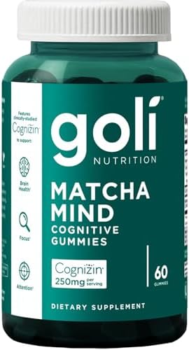 Goli Gomas Cognitivas de Matcha Mind con 250mg de Citicolina Cognizin - Apoyo a la Salud Cerebral y Enfoque - Veganas, No Transgénicas, Sin Gluten - imagen 1
