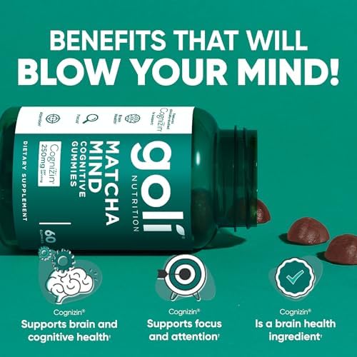 Goli Gomas Cognitivas de Matcha Mind con 250mg de Citicolina Cognizin - Apoyo a la Salud Cerebral y Enfoque - Veganas, No Transgénicas, Sin Gluten - imagen 2