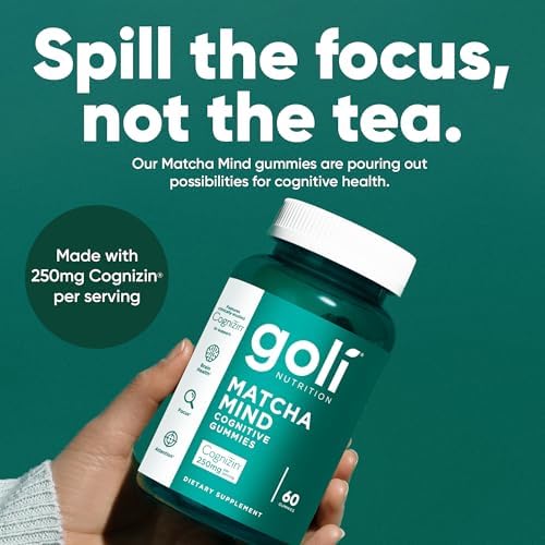 Goli Gomas Cognitivas de Matcha Mind con 250mg de Citicolina Cognizin - Apoyo a la Salud Cerebral y Enfoque - Veganas, No Transgénicas, Sin Gluten - imagen 3