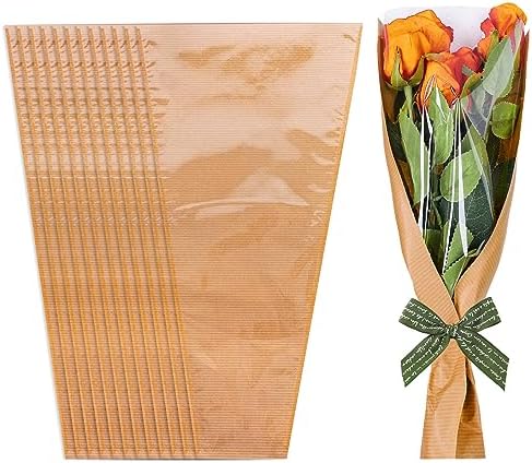 Bolsas de Papel Kraft para Flores Whaline 50 Pcs, Fundas Transparentes para Ramo, Ideal para Día de las Madres, Bodas y Regalos, 9.8x3.9x17.9 Pulgadas - imagen 1