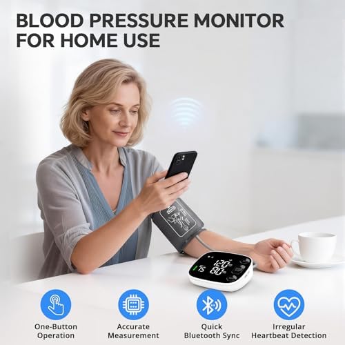 Monitor de Presión Arterial Automático para Brazo Superior con Sincronización Bluetooth, 2x120 Memorias, Pantalla LED Grande, Manguito Ajustable - imagen 2