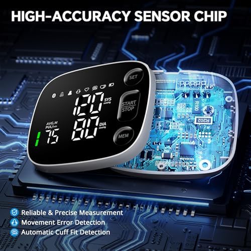 Monitor de Presión Arterial Automático para Brazo Superior con Sincronización Bluetooth, 2x120 Memorias, Pantalla LED Grande, Manguito Ajustable - imagen 3