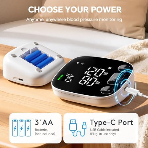 Monitor de Presión Arterial Automático para Brazo Superior con Sincronización Bluetooth, 2x120 Memorias, Pantalla LED Grande, Manguito Ajustable - imagen 5