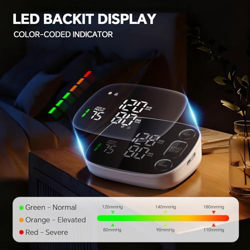 Monitor de Presión Arterial Automático para Brazo Superior con Sincronización Bluetooth, 2x120 Memorias, Pantalla LED Grande, Manguito Ajustable - imagen 7