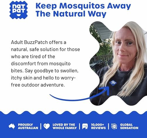 Parches Antimosquitos NATPAT BuzzPatch para Adultos - Parches Naturales a Base de Plantas, No Tóxicos - Original con Aceite Esencial de Citronela - imagen 4