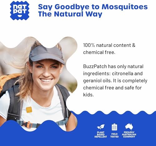Parches Antimosquitos NATPAT BuzzPatch para Adultos - Parches Naturales a Base de Plantas, No Tóxicos - Original con Aceite Esencial de Citronela - imagen 6