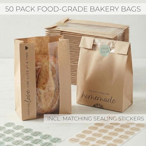 Bolsas Bonitas para Pan Casero con Ventana Transparente - Mantén tu Pan de Masa Madre Fresco por Días y Perfectas para Regalar - Empaque de Papel - imagen 3