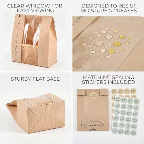 Bolsas Bonitas para Pan Casero con Ventana Transparente - Mantén tu Pan de Masa Madre Fresco por Días y Perfectas para Regalar - Empaque de Papel - imagen 5