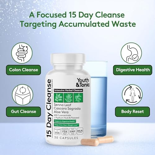 Limpieza de 15 Días Youth & Tonic – Detox para Colon y Estómago, Reduce Inflamación y Mejora la Digestión, 30 Pastillas para Hombres y Mujeres - imagen 2