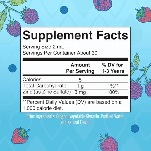 MaryRuth Organics Gotas Líquidas para Niños USDA | Sulfato de Zinc | Suplemento para Inmunidad y Salud de la Piel | Vegano | Sabor a Baya | 1-3 Años - imagen 2