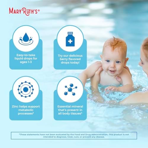 MaryRuth Organics Gotas Líquidas para Niños USDA | Sulfato de Zinc | Suplemento para Inmunidad y Salud de la Piel | Vegano | Sabor a Baya | 1-3 Años - imagen 6