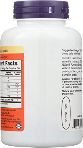 Aceite de Semilla de Calabaza Now 1000 mg 100 cápsulas blandas - imagen 2