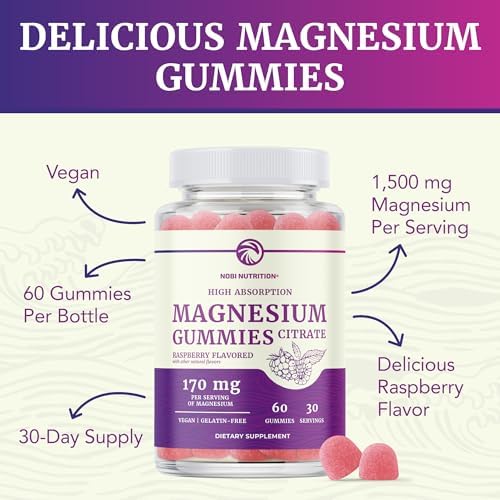 Gomitas de Citrato de Magnesio | Fuerza Extra para Calma, Relajación y Digestión | Alta Absorción, Veganas y No-OGM | Sabor Frambuesa | 60 Unidades, - imagen 4