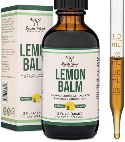 Tinte de Bálsamo de Limón Orgánico Double Wood Supplements - 590mg, 2FL OZ, 120 Porciones - Mejora la Digestión y Relajación, Ideal para Té de - imagen 1