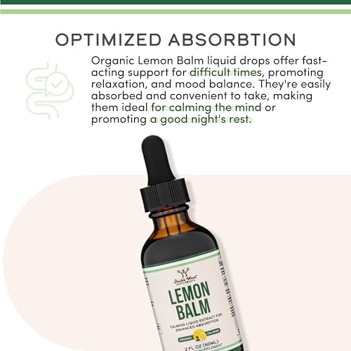 Tinte de Bálsamo de Limón Orgánico Double Wood Supplements - 590mg, 2FL OZ, 120 Porciones - Mejora la Digestión y Relajación, Ideal para Té de - imagen 4