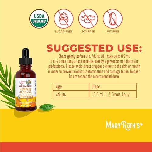 Aceite de Semilla de Calabaza MARYRUTH'S Orgánico Prensado en Frío | Suministro para 2 Meses | Gotas Líquidas Orgánicas para Hombres y Mujeres | - imagen 3