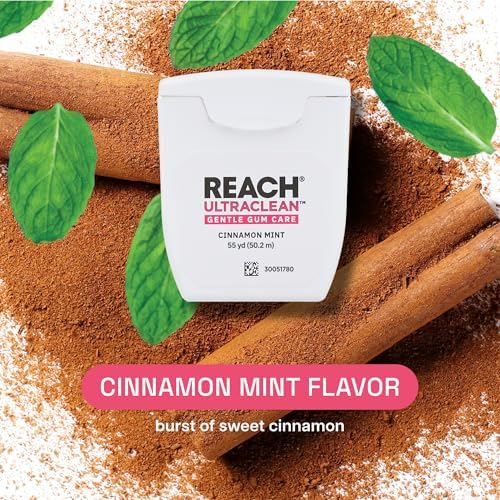 Hilo Dental REACH ULTRACLEAN para Encías Sensibles – Expansible, Tejido, Sin Cera, Libre de PFAS con Vitamina E, Canela Menta 55YD (Paquete de 3) - imagen 7
