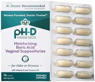 pH-D Soporte de Salud Femenina - Supositorios Hidratantes de Ácido Bórico - Propiedad de Mujeres - Para Olor Vaginal - Sin Parabenos y Crueldad - 14 - imagen 1
