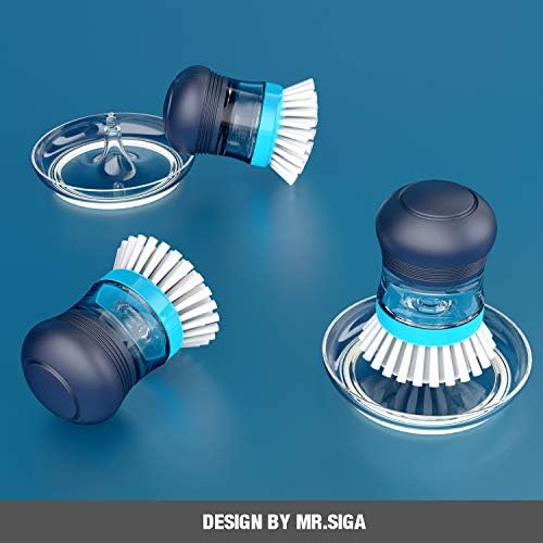 Set de Almacenamiento con Cepillo de Palma Dispensing MR.SIGA, Cepillo de Cocina con Soporte para Limpiar Ollas, Sartenes y Fregadero, 1 Set - imagen 3