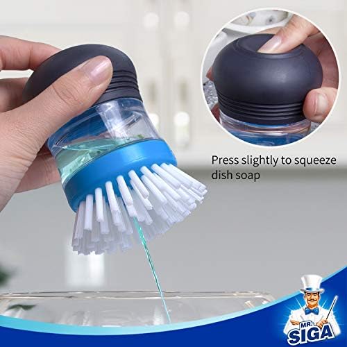 Set de Almacenamiento con Cepillo de Palma Dispensing MR.SIGA, Cepillo de Cocina con Soporte para Limpiar Ollas, Sartenes y Fregadero, 1 Set - imagen 4