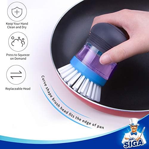 Set de Almacenamiento con Cepillo de Palma Dispensing MR.SIGA, Cepillo de Cocina con Soporte para Limpiar Ollas, Sartenes y Fregadero, 1 Set - imagen 5